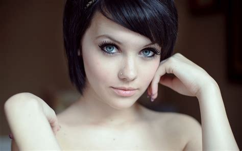 brunette girl with short hair and a pierced nose wallpapers and images