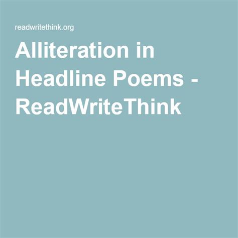 alliteration  headline poems readwritethink alliteration poems