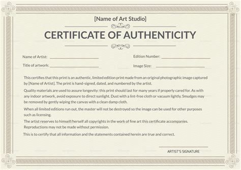 certificate  authenticity essential  conceptual art