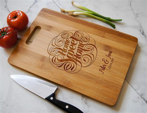 personalized cutting board  handle engraved cutting board bamboo cutting board wedding