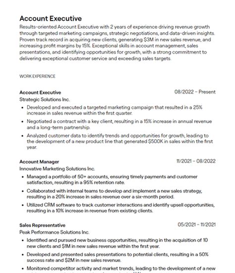 account executive resume examples  guidance