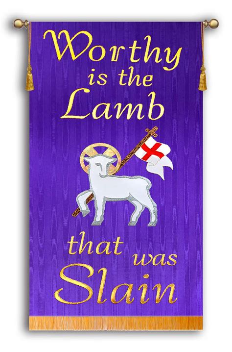 worthy   lamb   slain lamb  flag christian banners