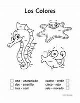 Spanish Worksheets Coloring Colors Color Number Pages Colores Los Worksheet Printables Grade Kindergarten Template Subject sketch template