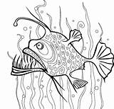 Coloring Pages Seaweed Angler Fish Between Anglerfish Sea Deep A4 Color Designlooter Getcolorings Creature sketch template