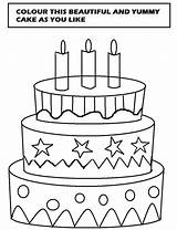 Cake Coloring Kids Pages Birthday Drawing Printable Template Beautiful Simple Color Cakes Coloring4free Print Happy Painting Clipart Drawings Pdf Torta sketch template