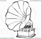 Phonograph Gramophone Vector Clipart Illustration Player Drawing Record Royalty Perera Lal Template Coloring Getdrawings sketch template