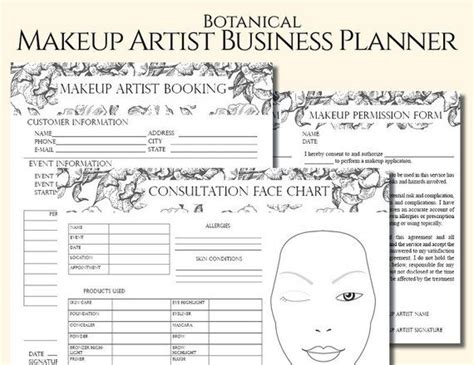Makeup Artist Business Planner Bundle Freelance Makeup