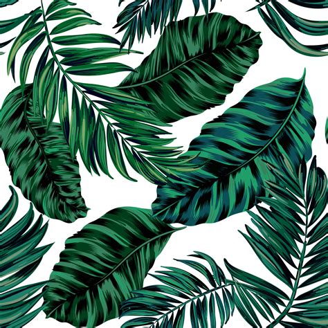 tropical leaves seamless vector pattern design  turquoise  green