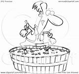 Grapes Stomping Cartoon Man Clip Toonaday Outline Illustration Royalty Rf Leishman Ron sketch template