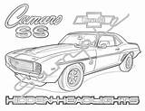 Camaro Ss 1969 Coloring Chevy Hidden Printable Headlights Adult sketch template