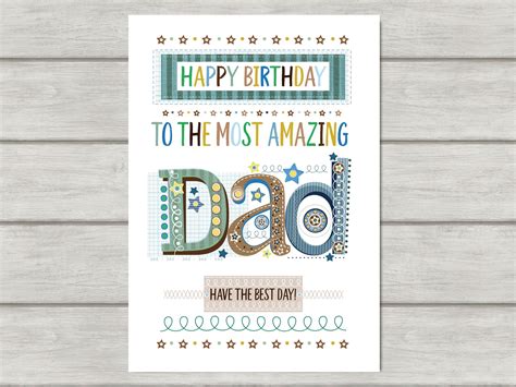 dad birthday card birthday card  dad printable birthday etsy