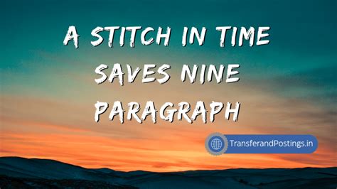 stitch  time saves  paragraph  importance  timely action
