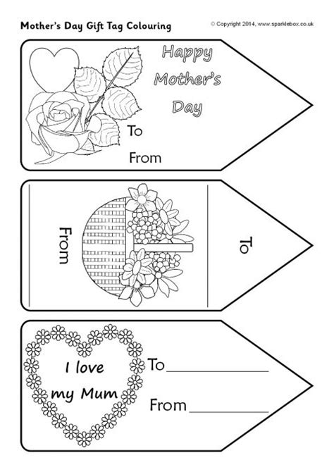 mothers day gift tag colouring sb sparklebox