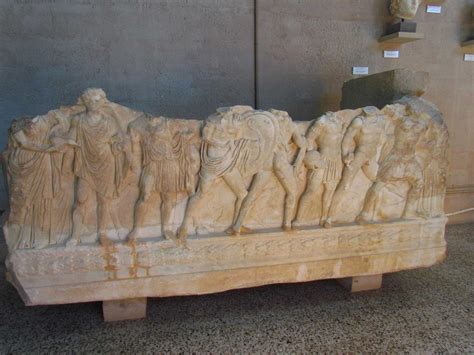 roman sarcophagus  relief decoration archaeological museum