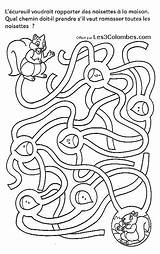 Labyrinths Coloring Pages Kids Color Hazelnuts Squirrels Children Printable Justcolor Hen sketch template