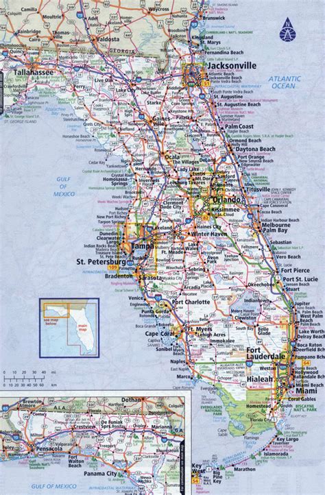 large detailed roads  highways map  florida state   cities vidianicom maps