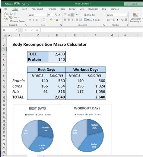 body recomposition macro calculator november