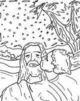Coloring Jesus Judas Betrayed Betrayal Kissed Kiss Luke Mark sketch template