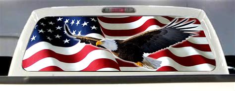 Patriotic American Flag Eagle Rear Window Decal Sticker Pick Up Truck