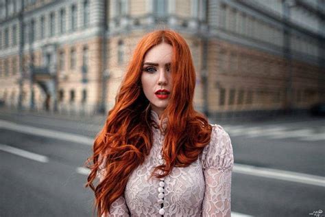 women model redhead long hair women outdoors looking at viewer open mouth blue eyes