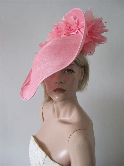 hat  pink floral slice hat mother   bride hat hire