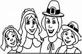Family Coloring Thanksgiving Pilgrim Pages Pilgrims sketch template