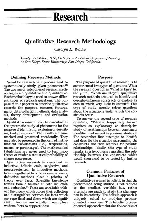 qualitative research methodology carolyn  walker