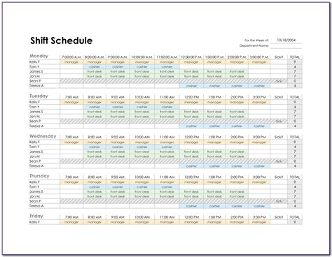 employee work schedule template doctemplates gambaran