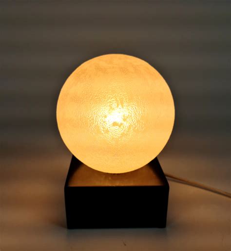 mid century tafellamp kubus lamp bol lamp glas metaal space age post modern