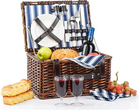 picnic basket   handmade picnic hamper set ceramic plates