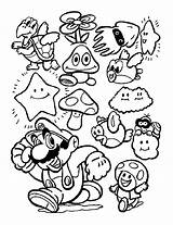 Mario Coloring Bros Games Pages Bonus Kids Monster Simple Characters sketch template
