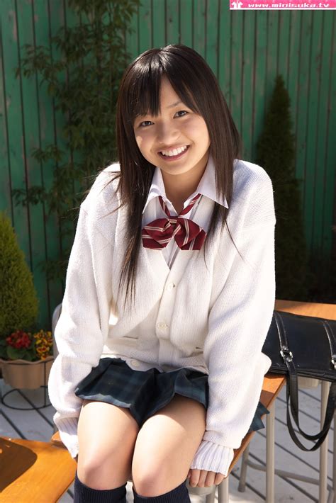 mayumi yamanaka japanese cute idol sexy schoolgirl uniform sitting on