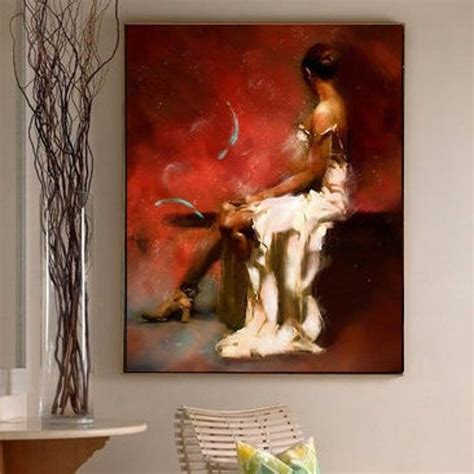 Oil Painting Erotic Woman Red Passion Contemporary Fine
