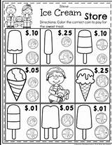 Money Worksheets Kindergarten Math Grade Counting First Dinero Homeschool Worksheet Activities Coin Para Preschool Teaching 1st Ice Cream Fun Niños sketch template