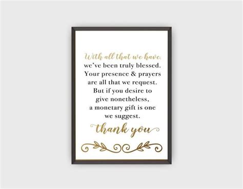 monetary gift request etsy wedding gift favors wedding signs gifts