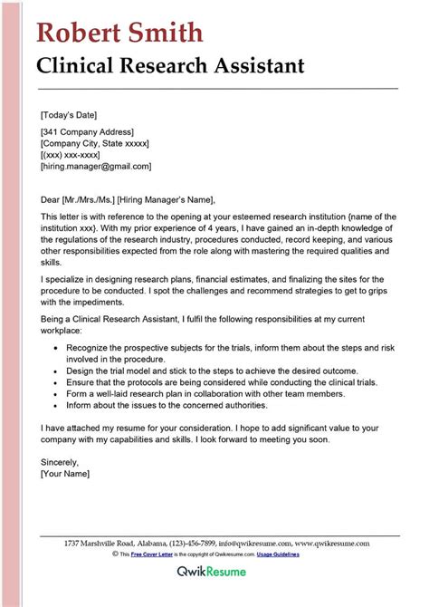 great research assistant cover letter