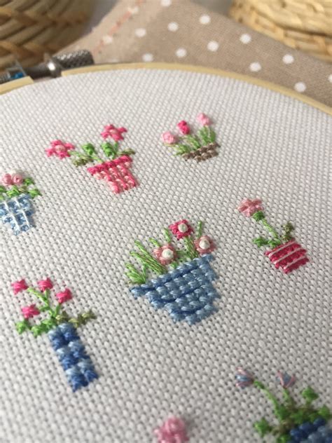 completed stitch mini flowers cross stitch floral counted etsy