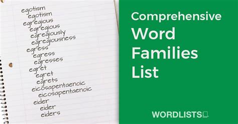 comprehensive word families list
