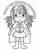 Superhero Coloring Girl Pages Super Female Birthday Drawing Hero Kids Printable Party Girls Kid Template Easy Draw Happy Color Colouring sketch template