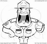 Drill Sergeant Tough Coloring Clipart Cartoon Screaming Vector Outlined Thoman Cory Regarding Notes Clipartof sketch template