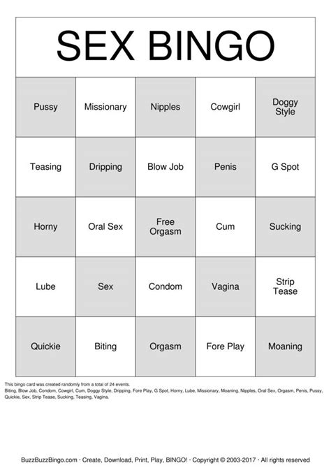 Sex Bingo Bingo Cards To Download Print And Customize