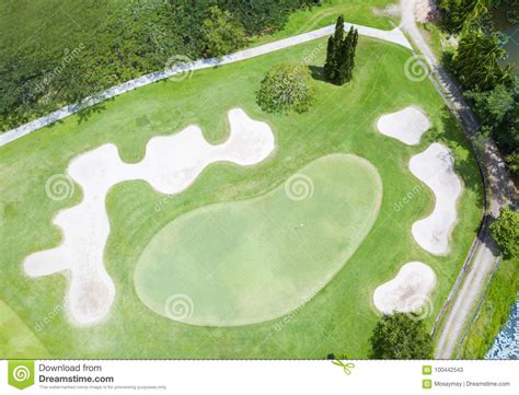 Aerial View Of The Green Golf Course Stock Image Image