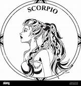 Scorpio Skorpion Sternzeichen Coloring Scorpion Signe Ausmalen Zeichen Langen Runden Haaren Rahmen Zodiaque sketch template
