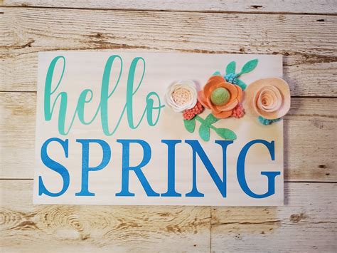 spring sign  felt flowers floral decor spring etsy