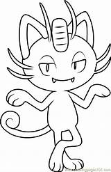 Meowth Pokemon Alola Coloringpages101 sketch template