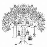 Treehouse Jardim Malvorlagen Secreto Books Baumhaus Ausmalen Colouring Livro Zeichnen Ausmalbilder Coloriages Basteln Anglais Erwachsene Muster Malbuch sketch template