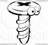 Screw Clipart Cartoon Character Vector Coloring Outlined Cory Thoman Down Clipground Royalty sketch template