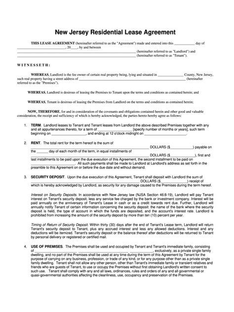 nj residential lease agreement fill  sign printable template