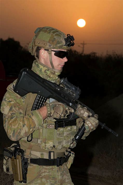 an australian army soldier provides force protection to