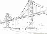Bridge Bay Gate Golden Coloring Francisco San Template Oakland Dot Dots Sketch Connect sketch template